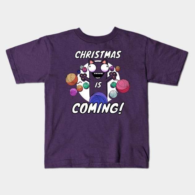 Christmas cat Kids T-Shirt by mrbitdot